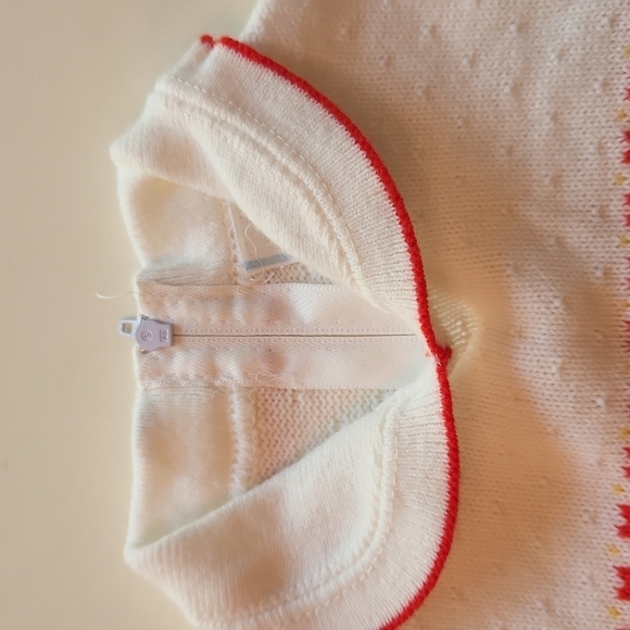 Vintage 18 months white heart floral print knit sweater - Picture 3 of 10